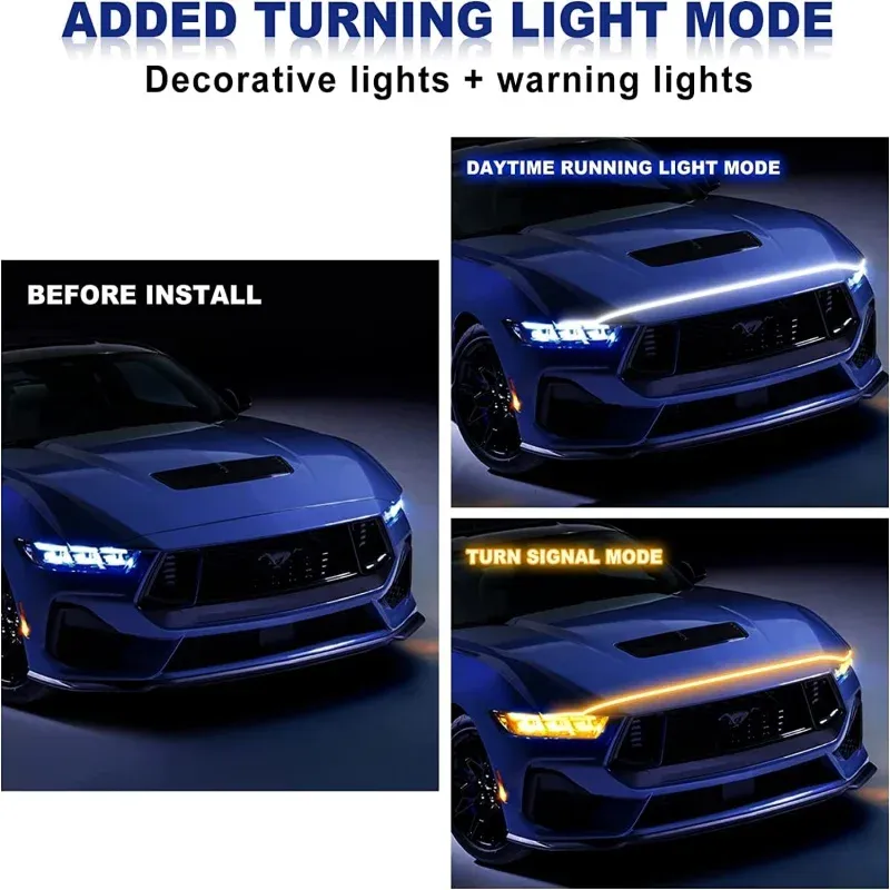 Car hood light bar, dual color