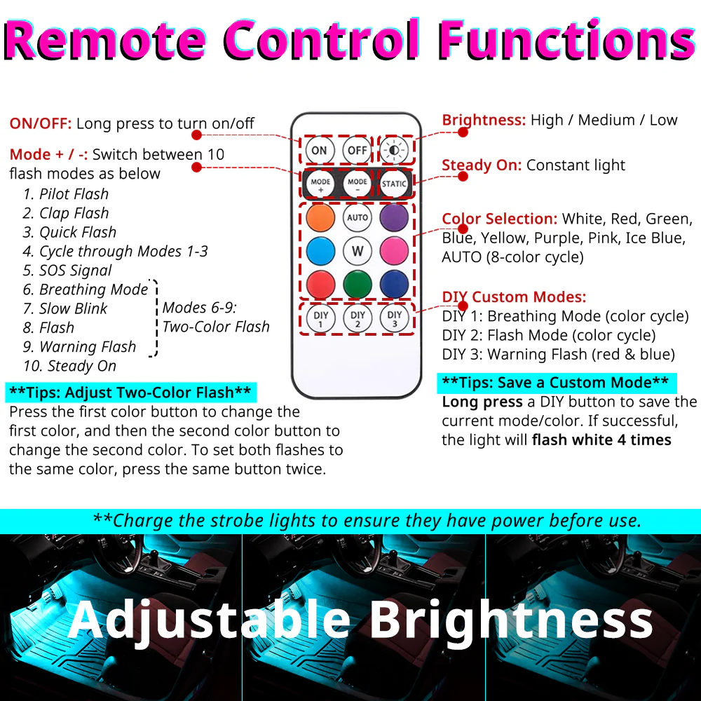 Wireless remote control LED strobe light