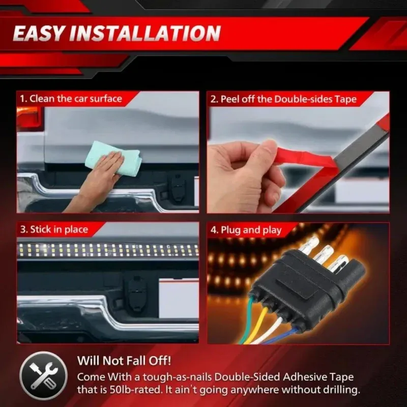 Pickup truck LED light strip three rows of lights