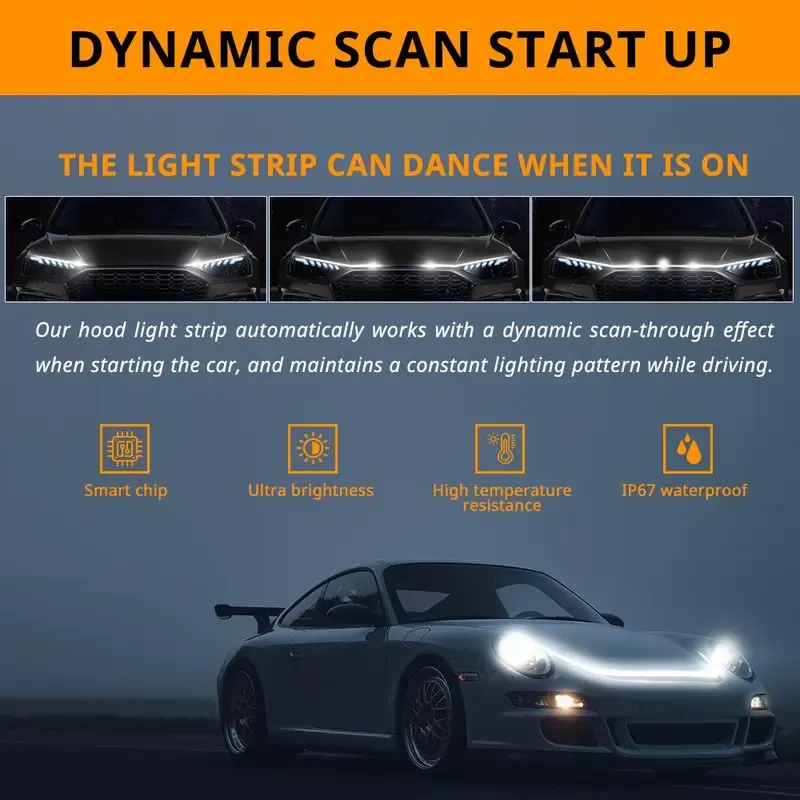 Car dynamic hood light bar