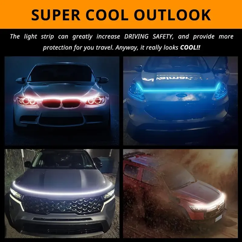 Car dynamic hood light bar