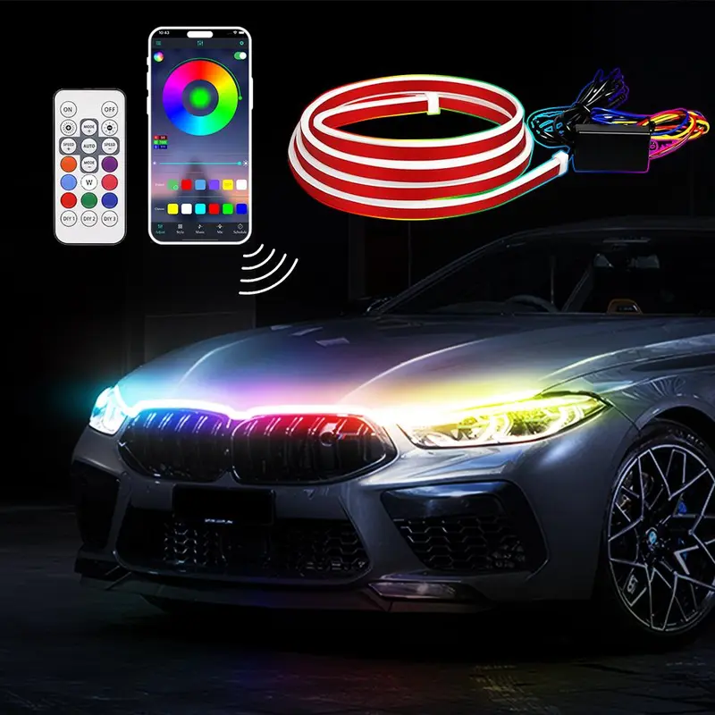 APP Control RGB Dynamic LED Car Hood Light Strip 