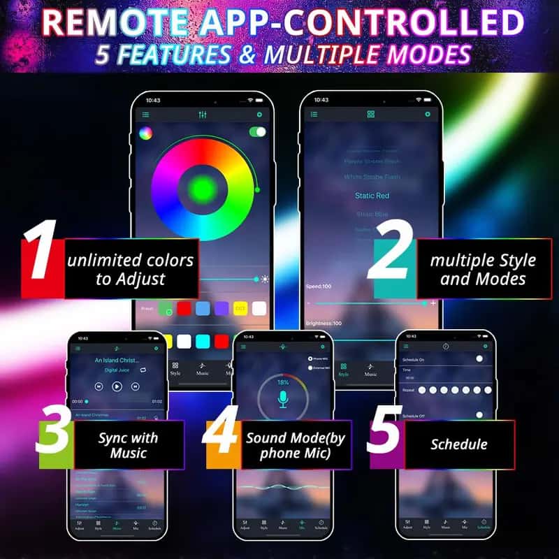 Smart App Car Hood Light Bar