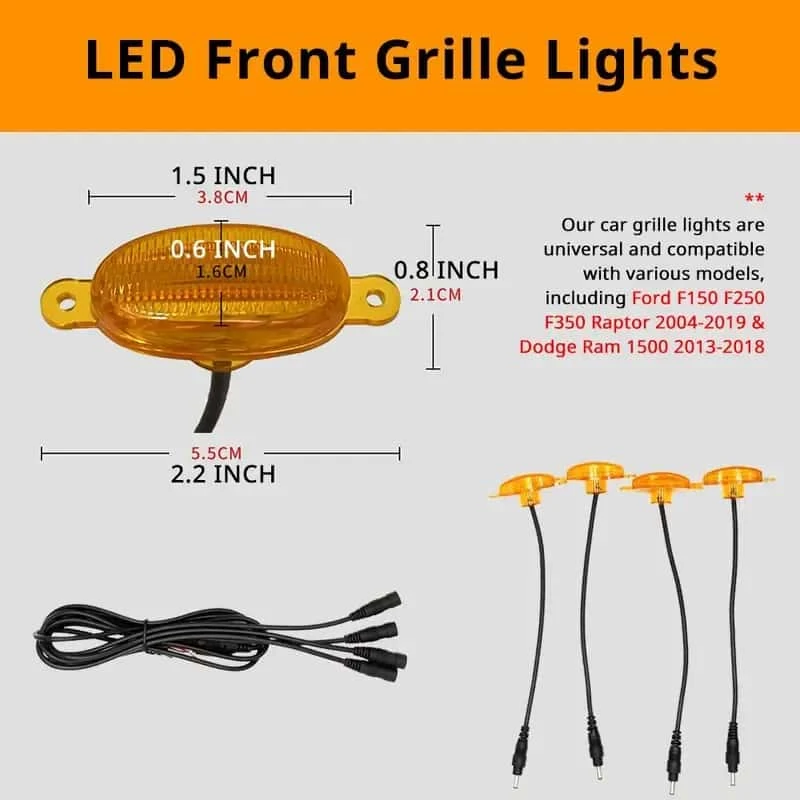 small yellow light on car grille