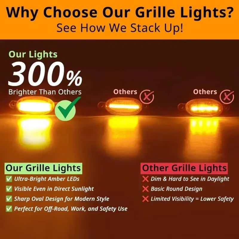 small yellow light on car grille