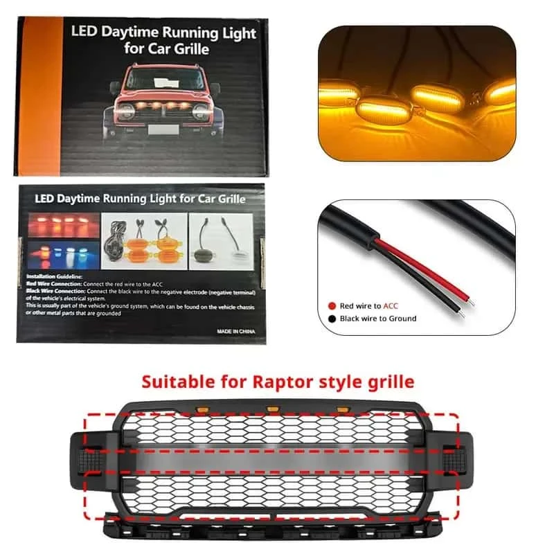 small yellow light on car grille