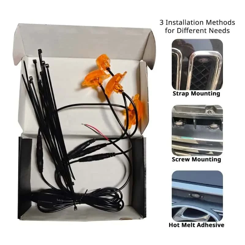 small yellow light on car grille