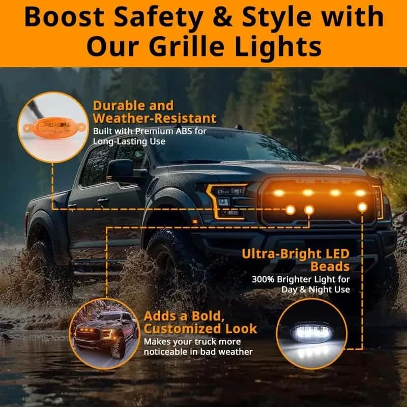 small yellow light on car grille