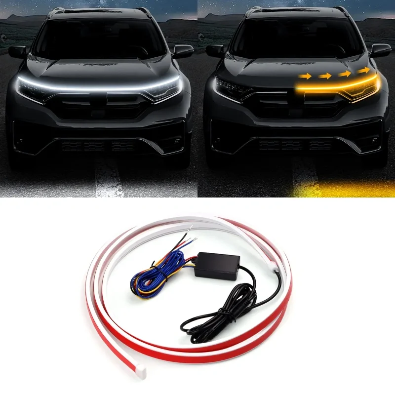 Car hood light bar, dual color