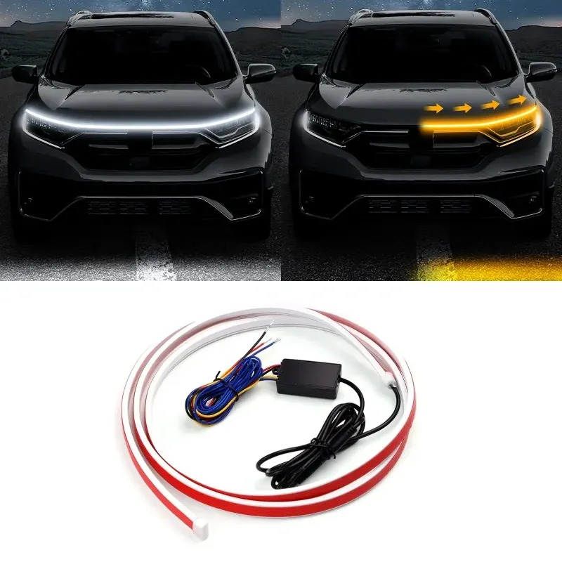 Car hood light bar, dual color