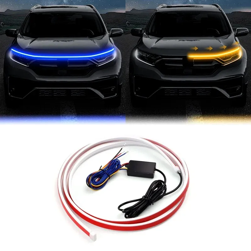 Car hood light bar, dual color
