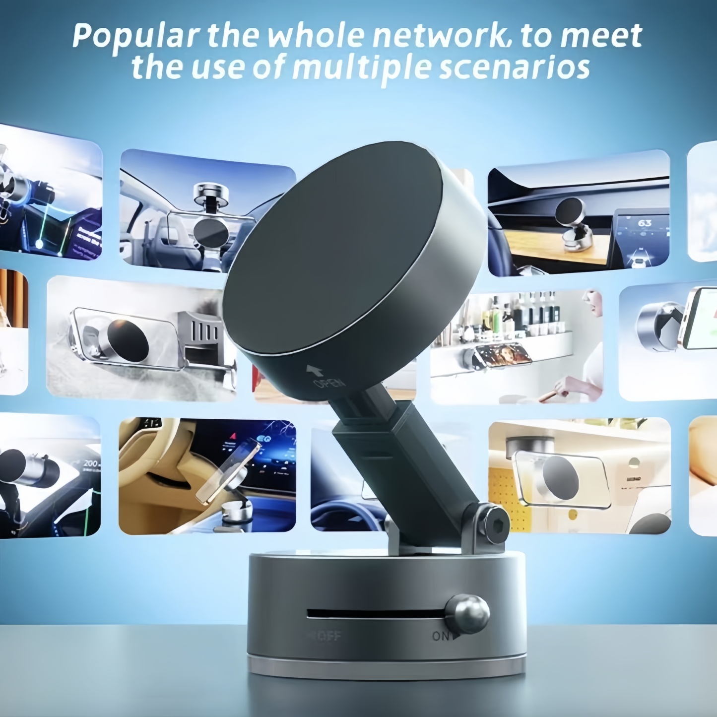 Vacuum magnetic universal car phone holder foldable
