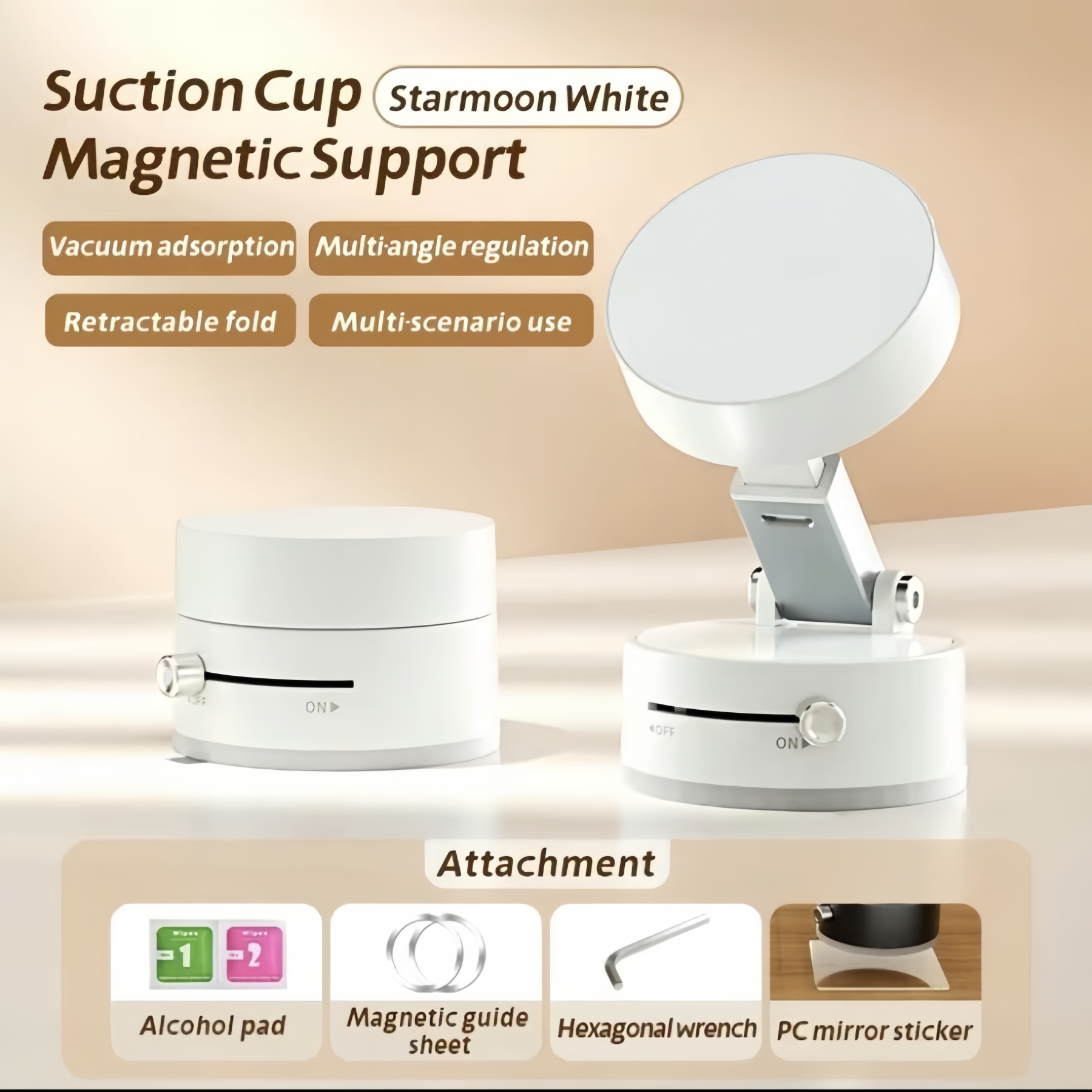 Vacuum magnetic universal car phone holder foldable