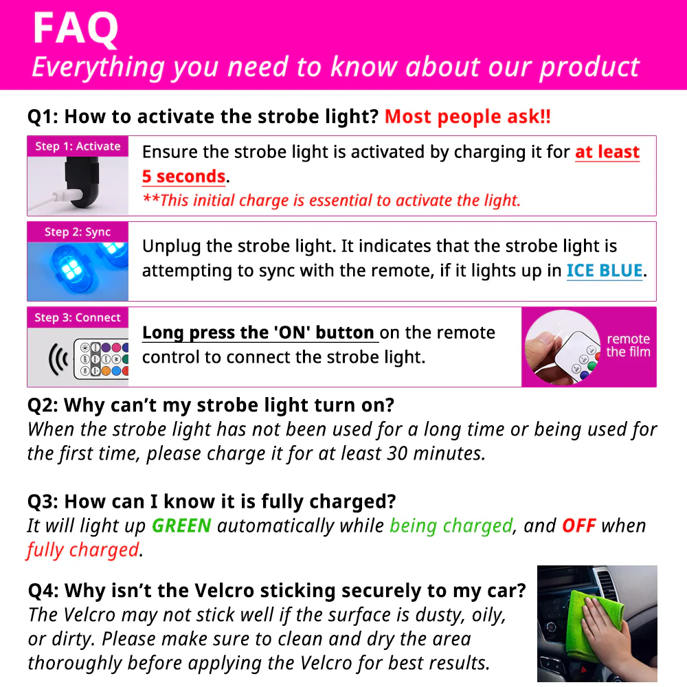 Wireless remote control LED strobe light