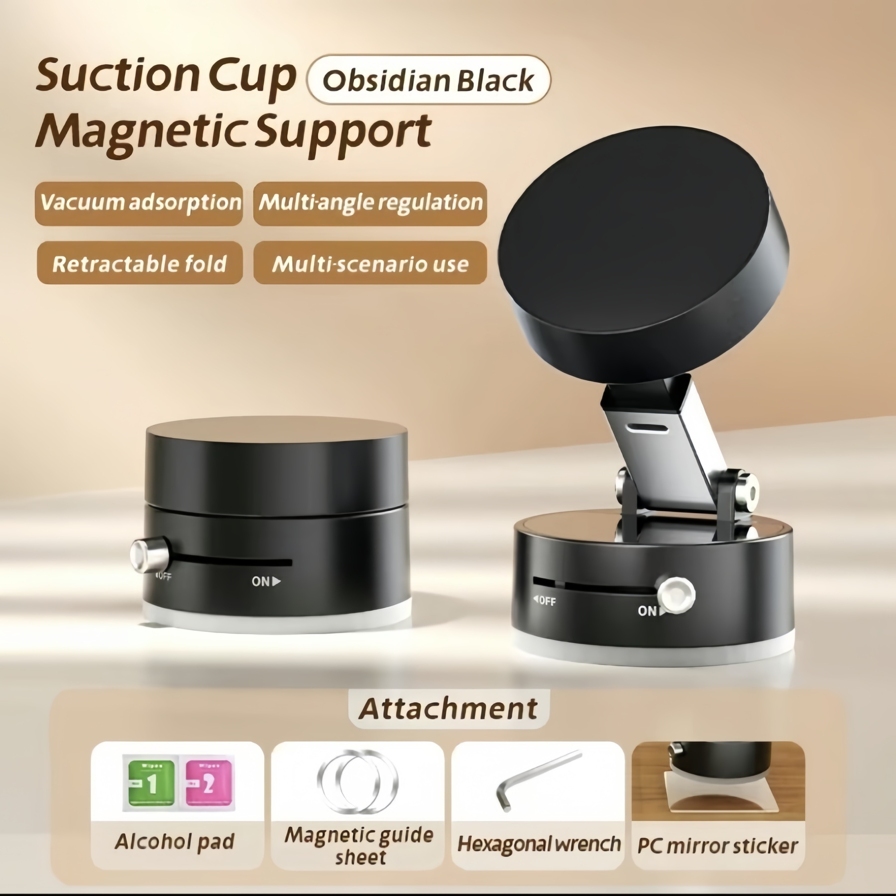 Vacuum magnetic universal car phone holder foldable