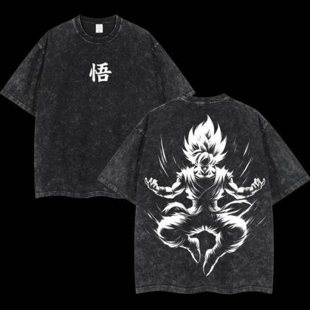 Retro Dragon Ball Z Son Goku Oversize Washed T-Shirt Image - 1