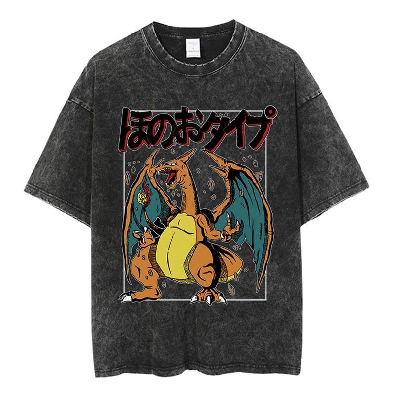 Pokemon Charizard Anime Oversize Washed T-Shirt