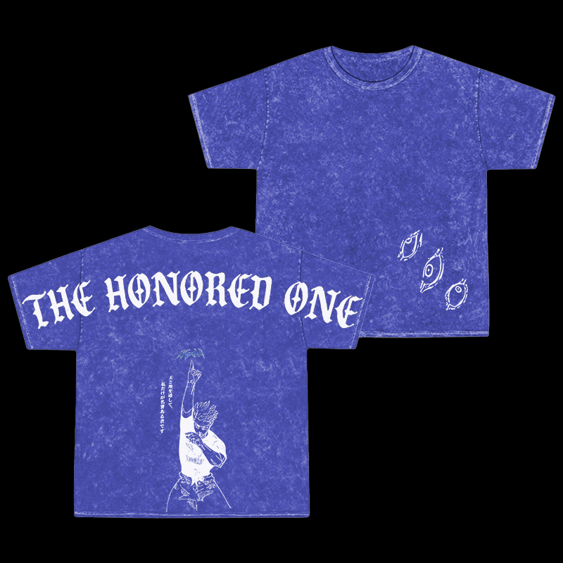 Retro Gojo Satoru Anime Oversize Washed T-Shirt