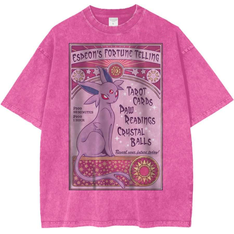 Espeon Pokemon Printed Men's Washed T-Shirt