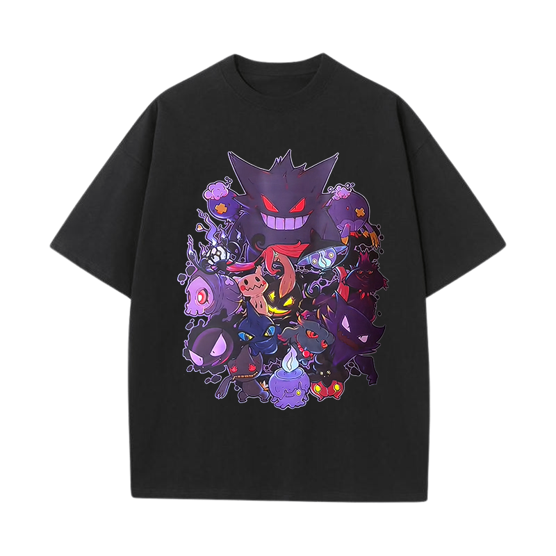 Ghost Pokemon Gengar Printed Men's Oversized T-Shirts