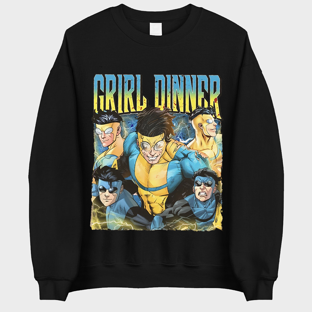 Invincible Girl Dinner Printed Oversized Unisex Sweatshirt