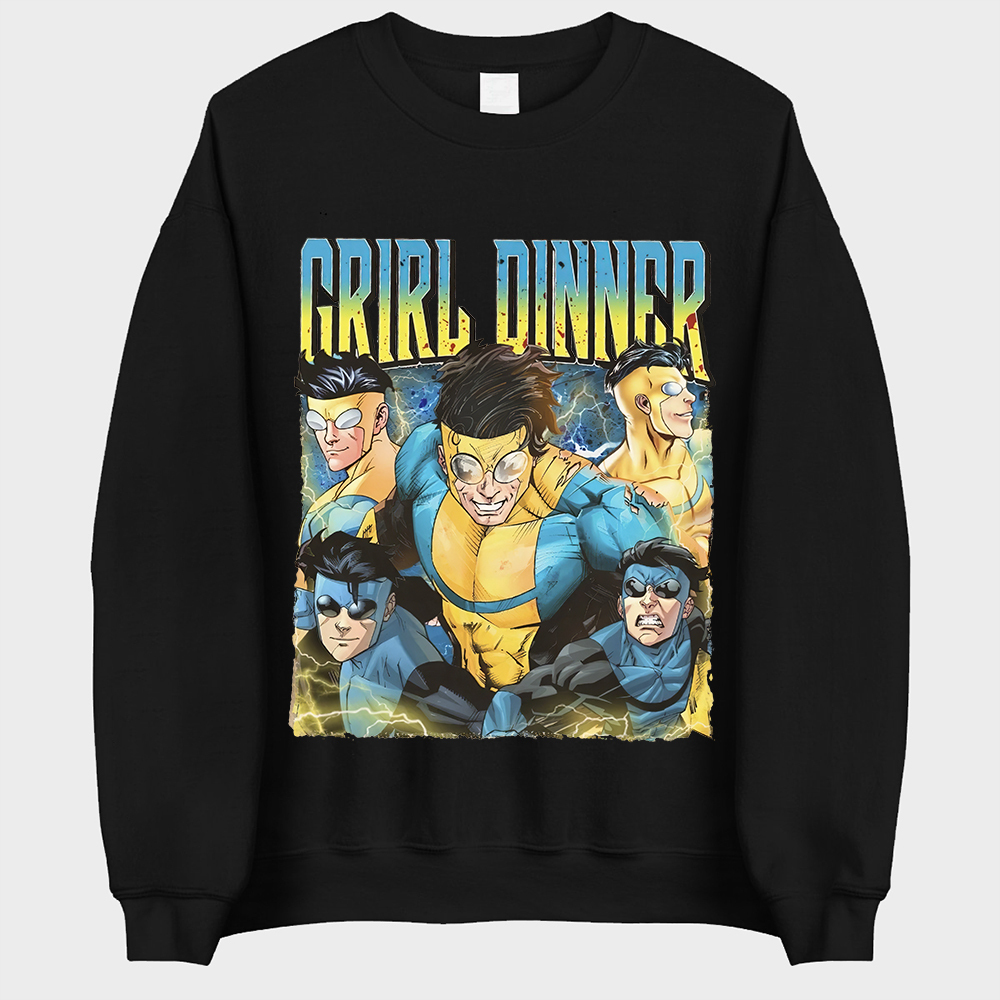 Invincible Girl Dinner Printed Oversized Unisex Sweatshirt