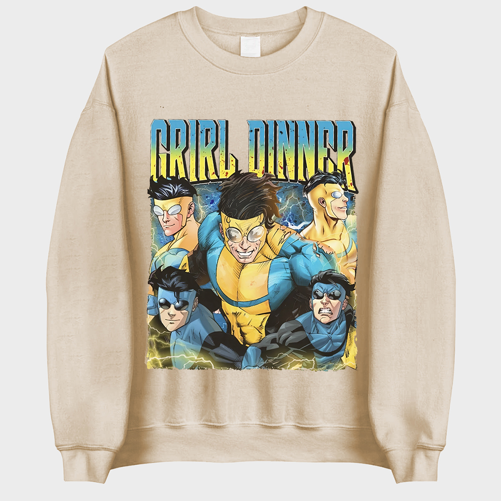 Invincible Girl Dinner Printed Oversized Unisex Sweatshirt