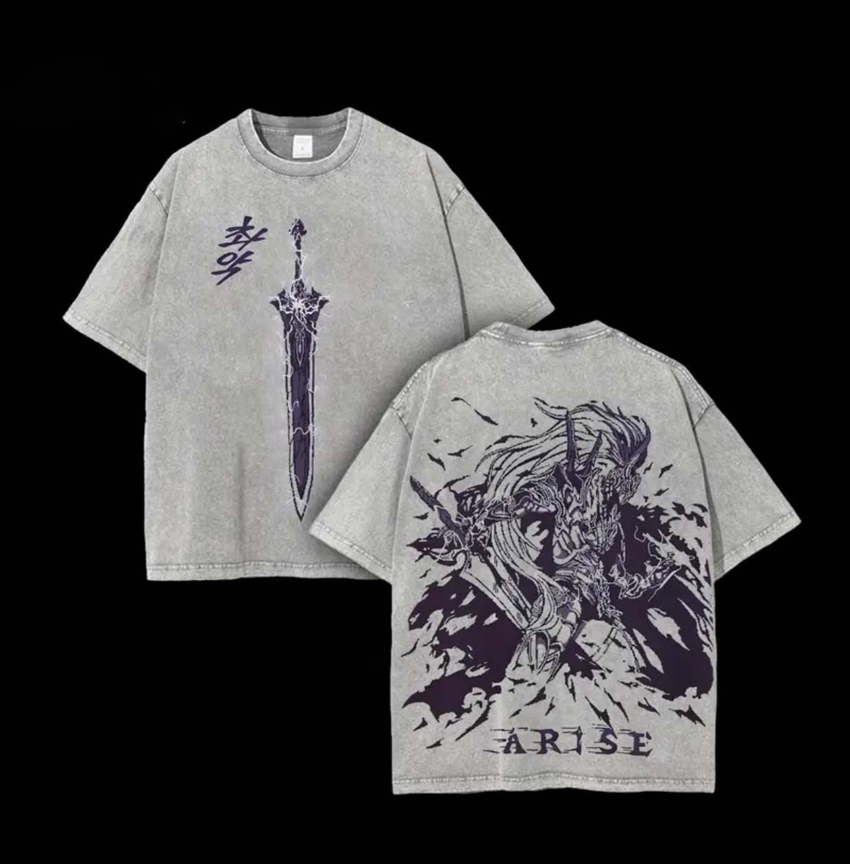 Arise Solo Leveling Printed Men's Washed Unisex T-Shirt