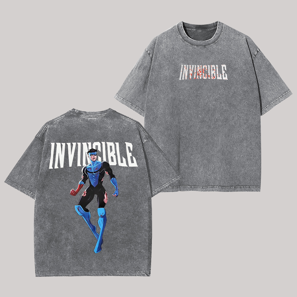 Invincible Printed Unisex Washed T-Shirt Image - 2