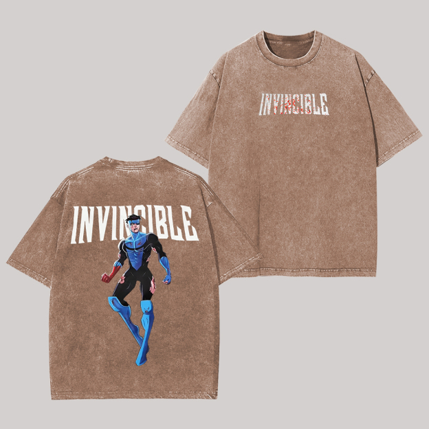 Invincible Printed Unisex Washed T-Shirt Image - 3