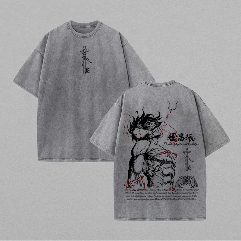 Attack on Titan  Printed Unisex Washed T-Shirt Image - 1