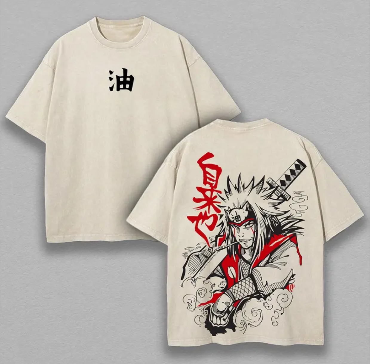 Jiraiya Naruto Printed Unisex Washed T-Shirt