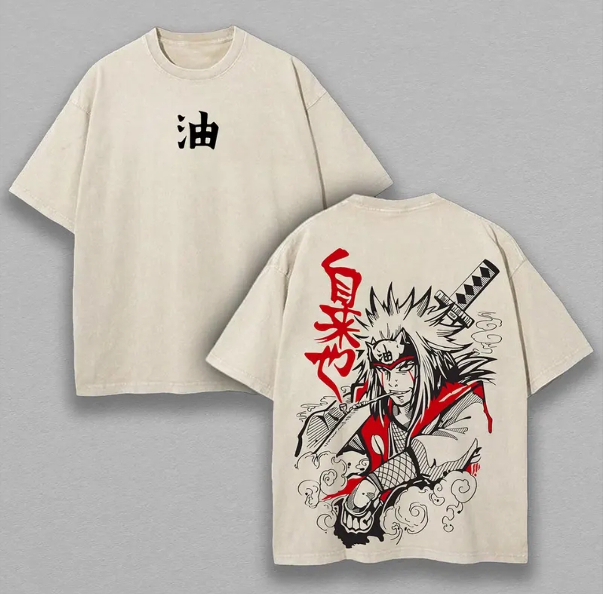 Jiraiya Naruto Printed Unisex Washed T-Shirt