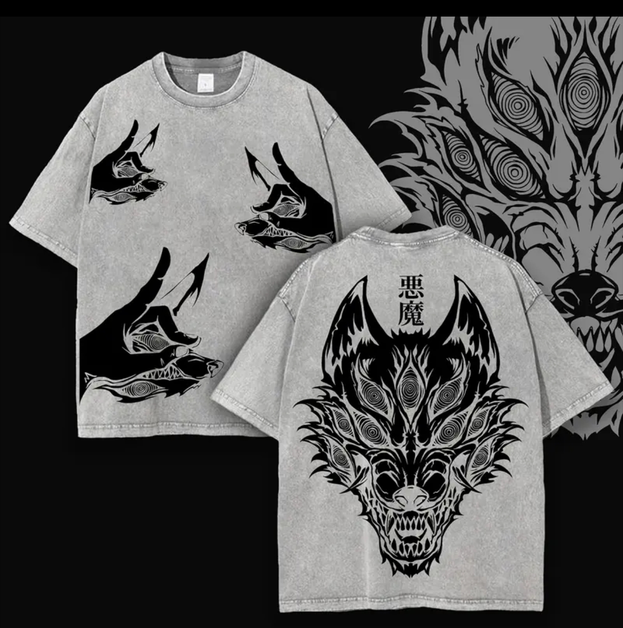Devil Fox Chainsaw Man Printed Unisex Washed T-Shirt Image - 1