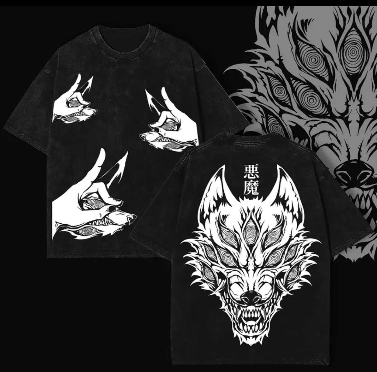 Devil Fox Chainsaw Man Printed Unisex Washed T-Shirt Image - 2