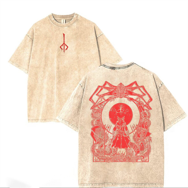 Bloodborne Blood Moon Printed Unisex Washed T-Shirt