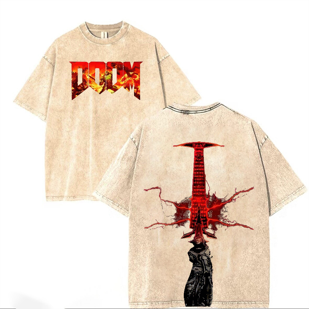 Vintage Doom Printed Unisex Washed T-Shirt