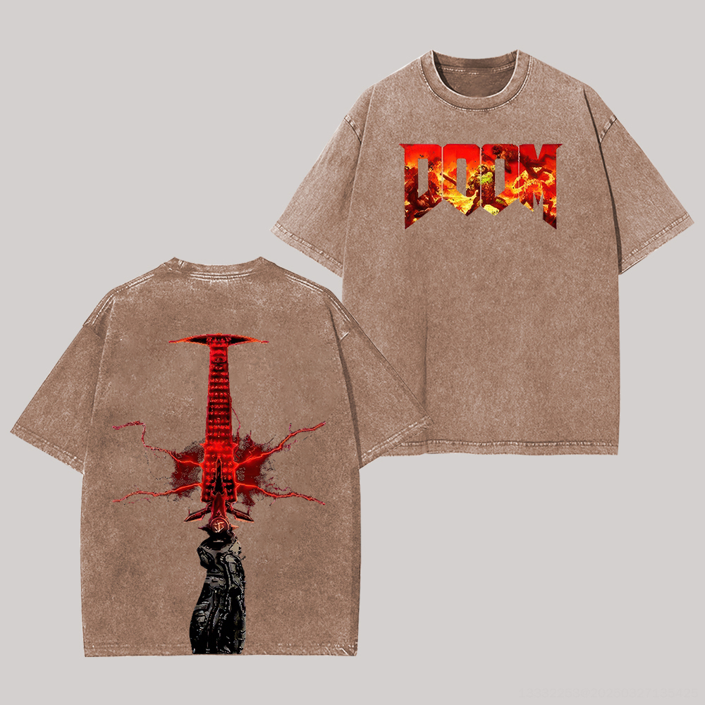 Vintage Doom Printed Unisex Washed T-Shirt