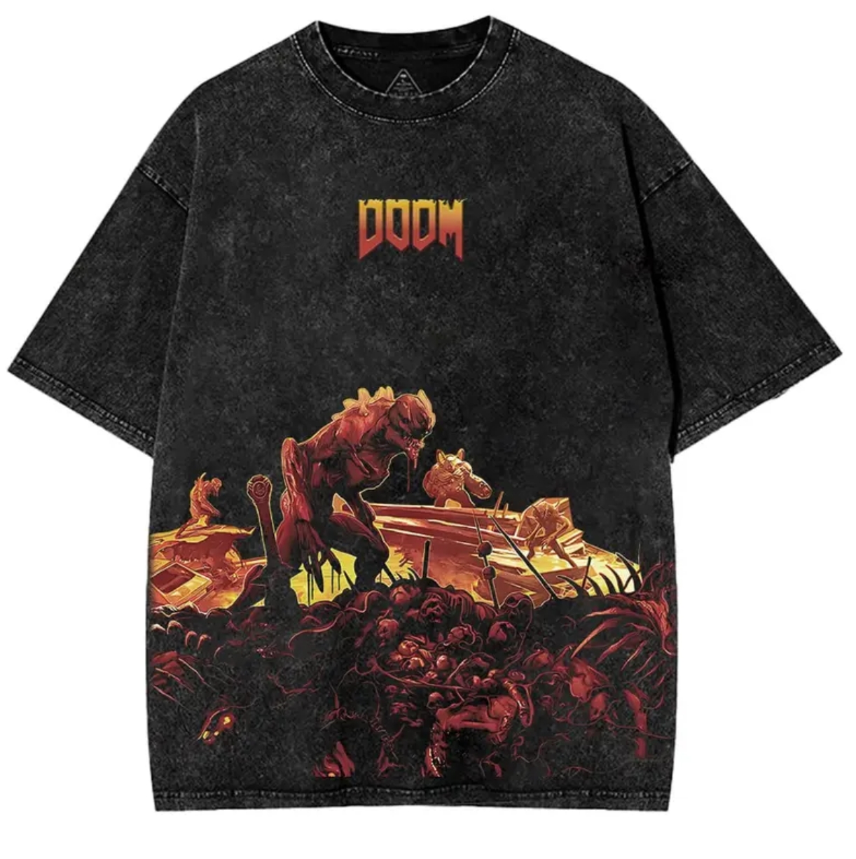 Doom Game Printed Unisex Washed T-Shirt