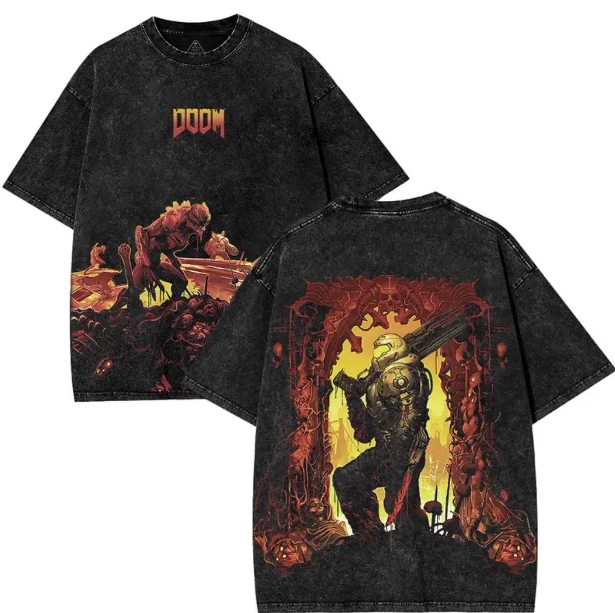 Doom Game Printed Unisex Washed T-Shirt
