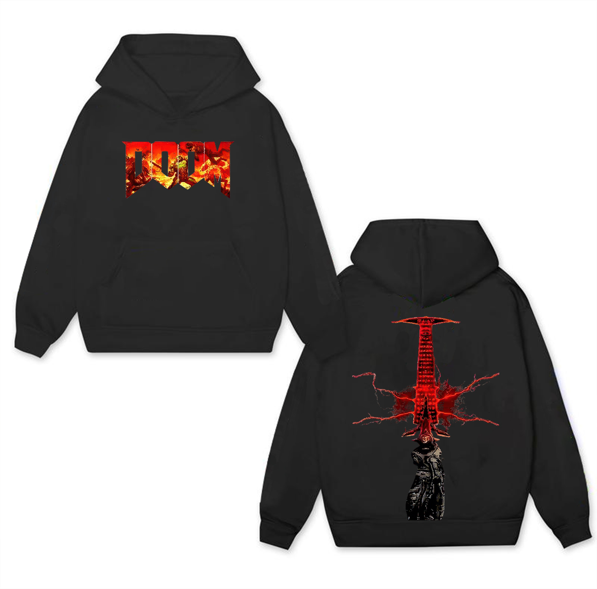 Game Doom Printed Oversized Men's Hoodie