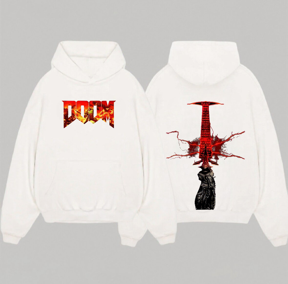Game Doom Printed Oversized Men's Hoodie