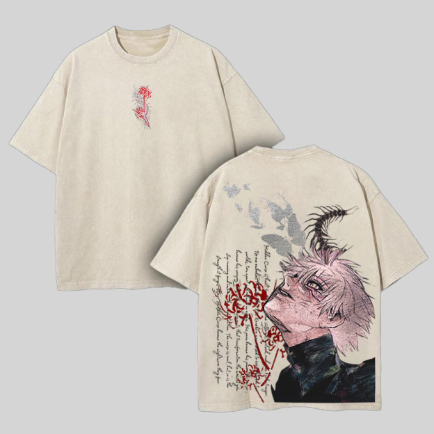 Tokyo Ghoul Printed Unisex Washed T-Shirt Image - 2