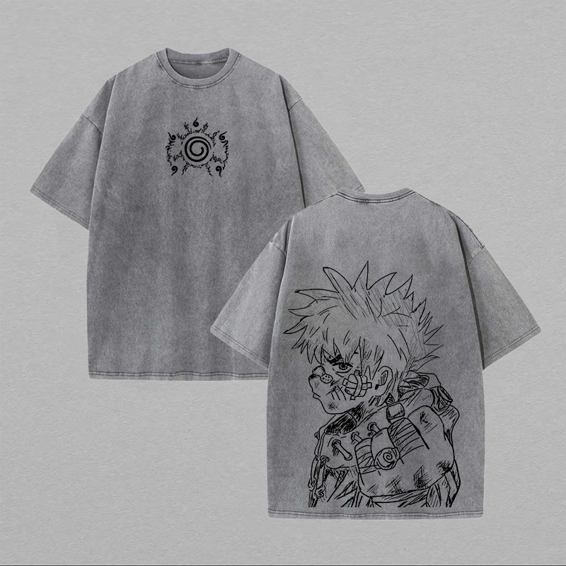 Naruto Uzumaki Printed Unisex Washed T-Shirt Image - 1