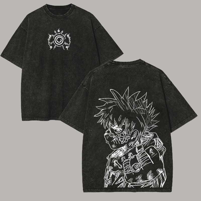 Naruto Uzumaki Printed Unisex Washed T-Shirt Image - 2