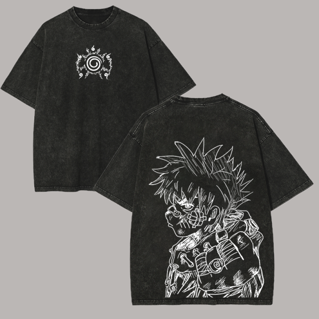 Naruto Uzumaki Printed Unisex Washed T-Shirt Image - 2