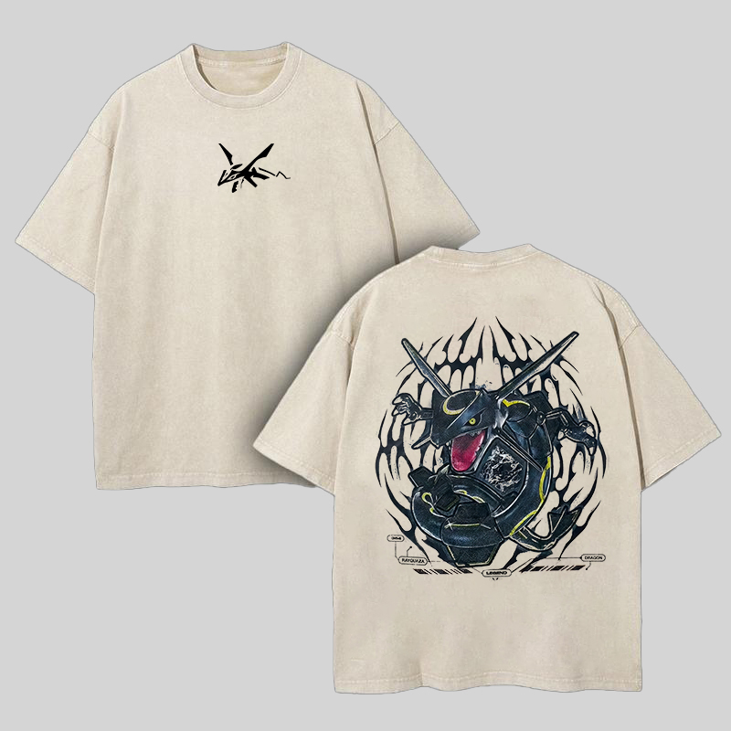 Rayquaza Printed Unisex Washed T-Shirt Image - 2