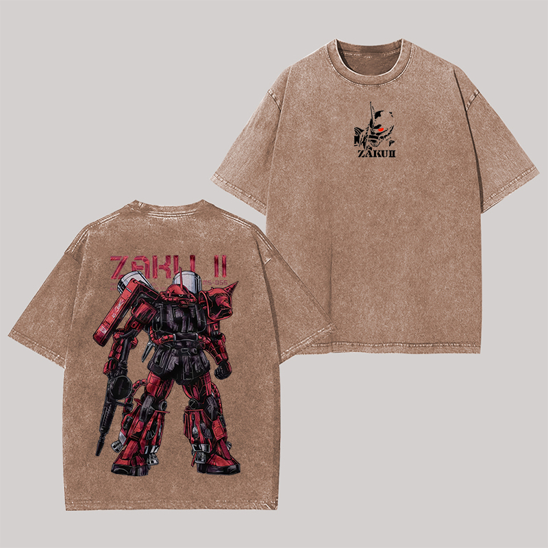 Zaku II MS-05S Printed Unisex Washed T-Shirt Image - 1