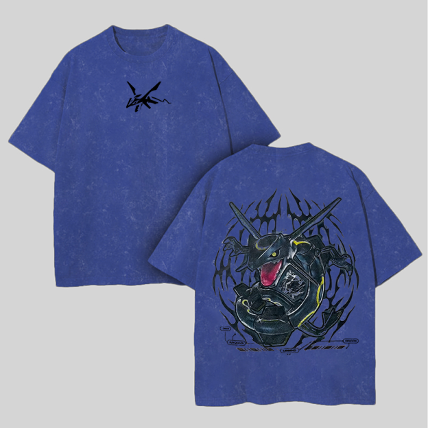 Rayquaza Printed Unisex Washed T-Shirt Image - 8