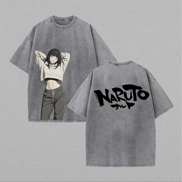 Naruto Hinata Hyuga Printed Unisex Washed T-Shirt Image - 2